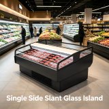 Front & Back Separated Storage Deli Display Cooler Slant Tempered Glass Commercial Meat Refrigerator