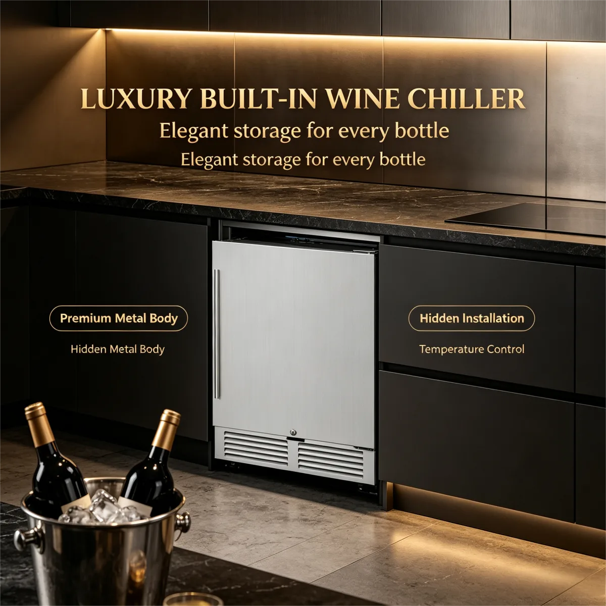 C-Embedded Single Door Wine Cooler 145L Precise Temp 2 to 10 Degrees