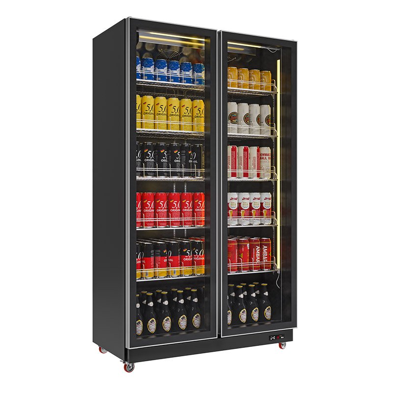 Cold Beverage Display Chiller Mini Beer 2 Door Display Fridge