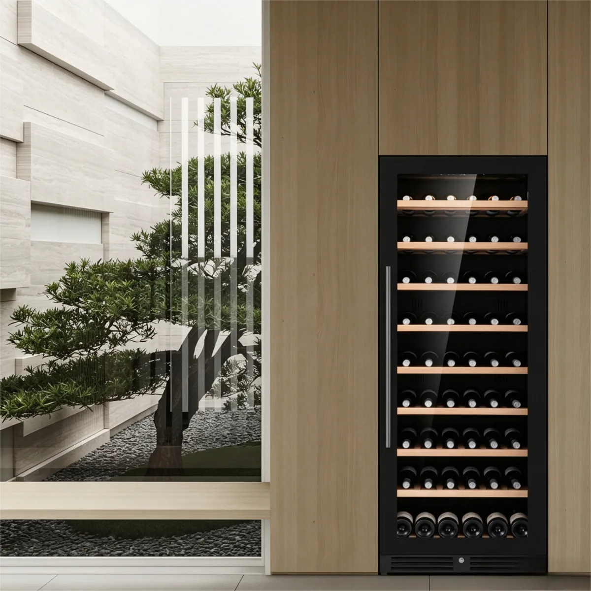 C-275L Multi-Layer Wood Rack Wine Storage Fridge 5-12℃ Adjustable Range
