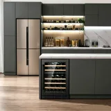 L-Undercounter Wine Fridge With Pull-out Beech Racks Digital Touch Control Compact Home Wine Cabinet