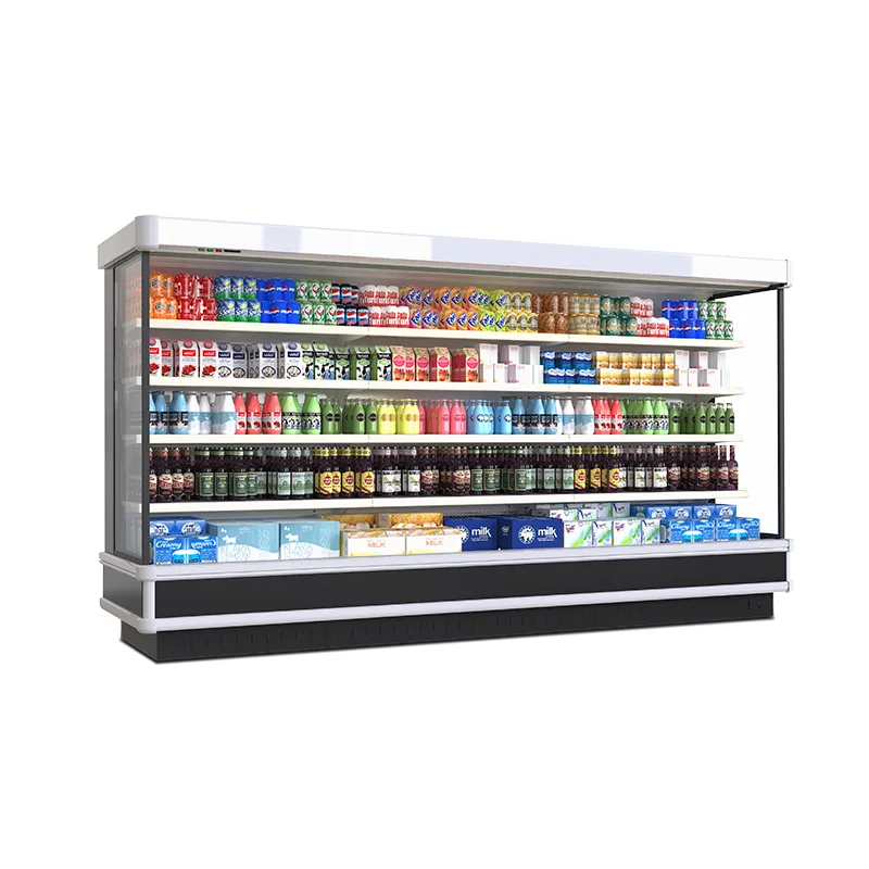 Commercial Open Fresh Meat Display Chiller Air Cooling Refrigerated Showcase for Supermarket Butcher Shop