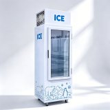 C-Custom ICE Pattern Single Door Ice Storage Freezer Fast Direct Cooling Vertical Commercial Ice Holding Cabinet