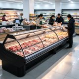 Right Angle Refrigerated Deli Display Case Air Cooling Cooked Food Meat Showcase for Supermarket Deli Shop