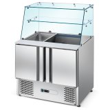 Stainless Steel Counter Refrigerator Salad Sandwich Workbench Freezer Glass Cover With GN Pans Counter Top Display Refrigerator