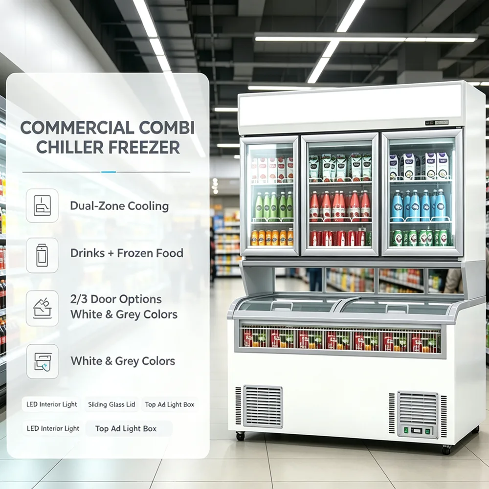 All-in-one Parent-child Refrigerated Beverage Cabinet Widely Used in Convenience Stores and Gas Station Shops