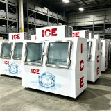 L-Commercial Packed Ice Storage Freezer Double Tempered Glass Door Ice Display Freezer for Supermarket Beverage Shop