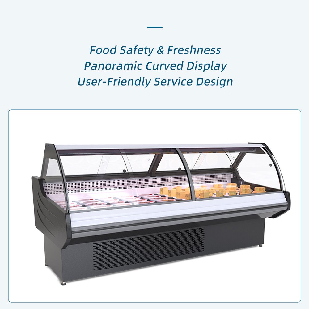 Right Angle Refrigerated Deli Display Case Air Cooling Cooked Food Meat Showcase for Supermarket Deli Shop