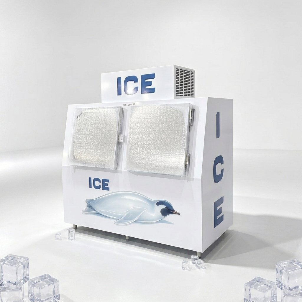Heavy Duty Outdoor Ice Storage Freezer Solid Door Ice Merchandiser for Campground Convenience Store
