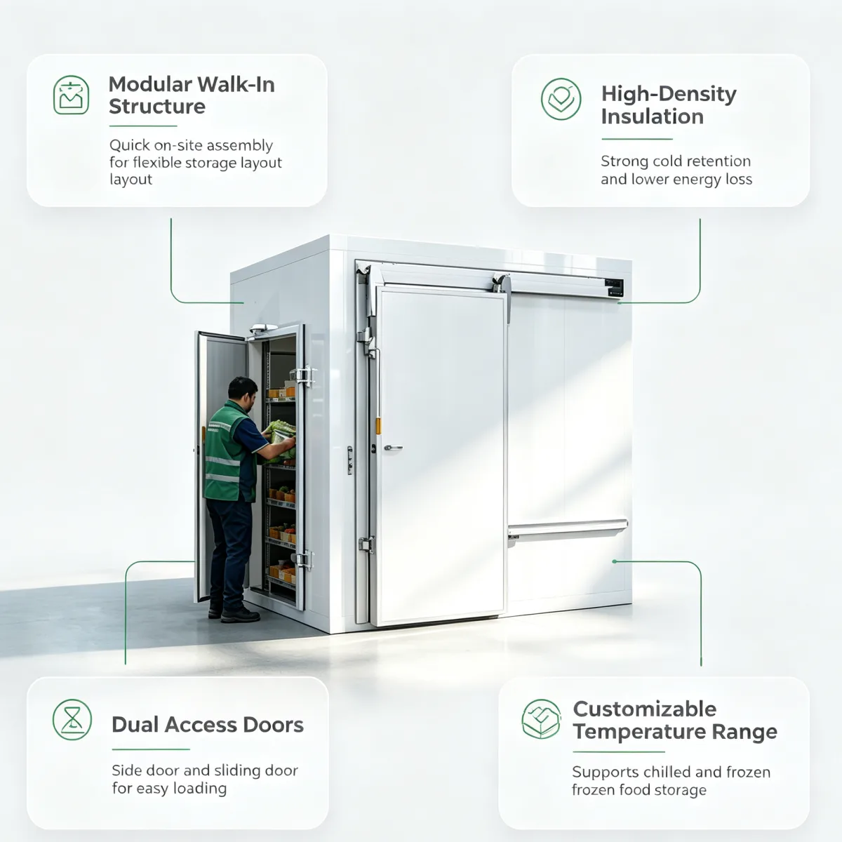 Heavy Duty Walk-in Deep Freezer Cold Room High Insulation Commercial Cold Storage for Catering