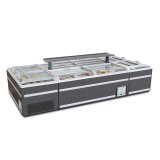 Modular Combined Island Freezer Supermarket Commercial Curved Glass Display Freezer