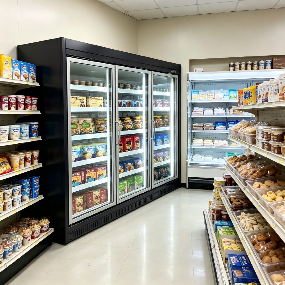 Heavy Duty Steel Body Commercial Upright Freezer Uniform Cooling Frozen Food Display Cabinet for Meat Seafood