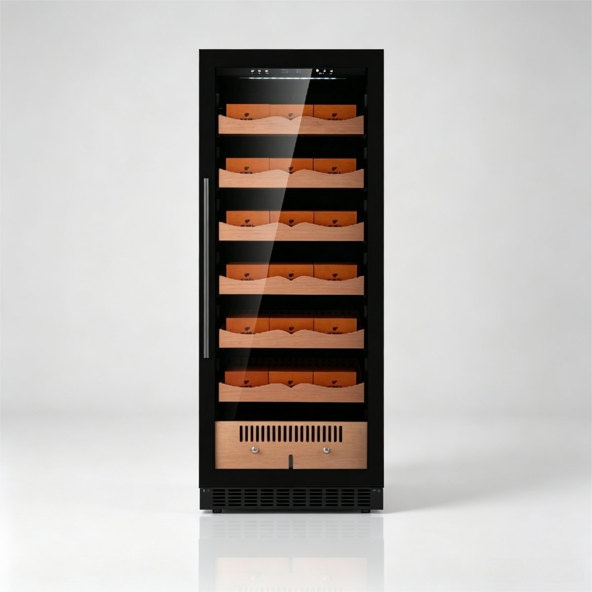 C-375L Large Vertical Cigar Humidor Cedar Wood Shelves Constant Temp & Humidity Storage