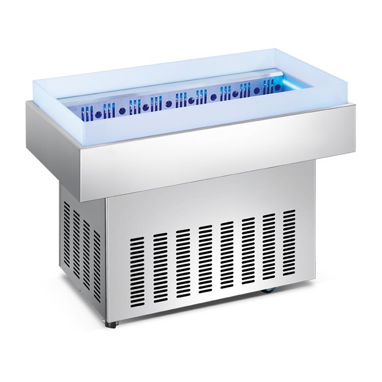 Commercial Top Table Display Freezer Seafood Stainless Steel Freezer Supermarket Meat Display Refrigerator Fridge