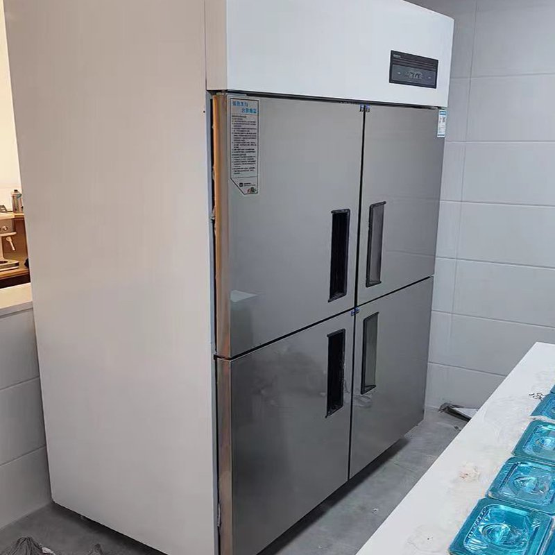 Restaurant Kitchen Stainless Steel Fan Cooling Fridge 2 Big Doors Kitchen Freezer Air Cooling Ventilated Commercial Refrigerator