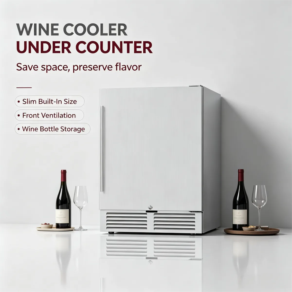 C-145L Single Door Vertical Built-in Wine Refrigerator 2-10℃ Storage