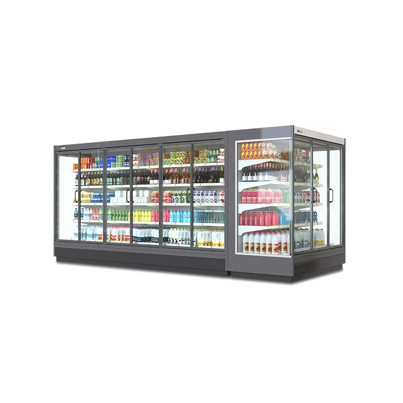 4 Sliding Glass Door Vertical Beverage Display Cooler Commercial Refrigerator For Supermarket Juice Beer Dairy Storage