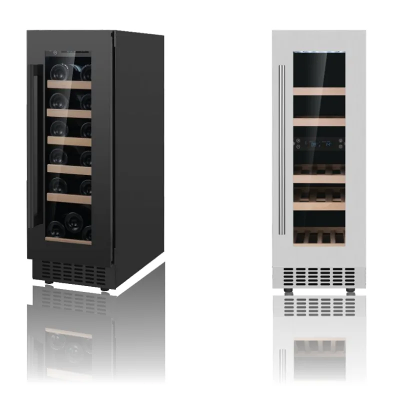 L-Vertical Narrow Wine Refrigerator Dual Zone Digital Touch Control UV-Free LED Light Freestanding Wine Chiller