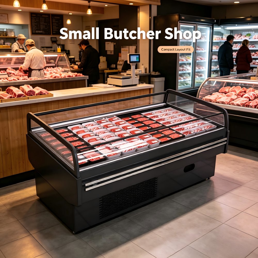 Wholesale Commercial Open Island Meat Deli Display Cooler Refrigerated Showcase for Food Wholesale Market