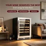 C-165L Vertical Built-in Wine Refrigerator 5-20℃ Solid Wood Storage Racks