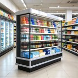 Square Combined Full Glass Door Beverage Display Fridge Vertical Air Cooling Chiller