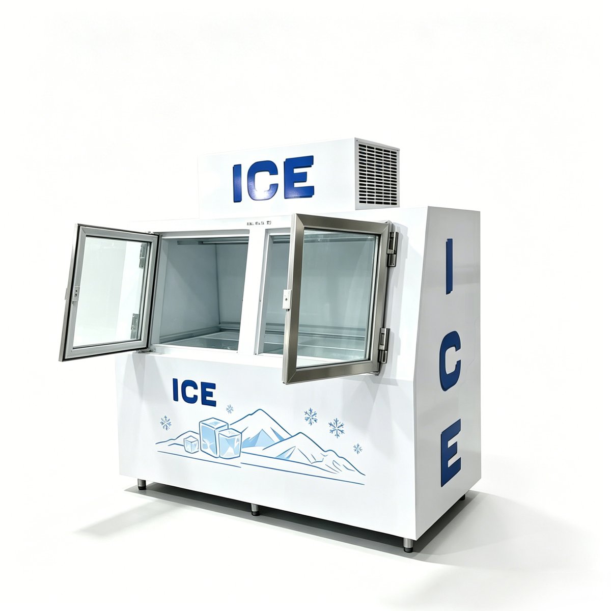 C-Digital Display Temperature Control Double Door Commercial Ice Storage Freezer for Ice Factory