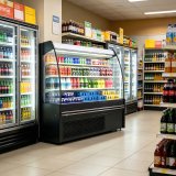 Curved Glass Upright Commercial Beverage Cooler Auto Defrost Open Display Chiller for Supermarket