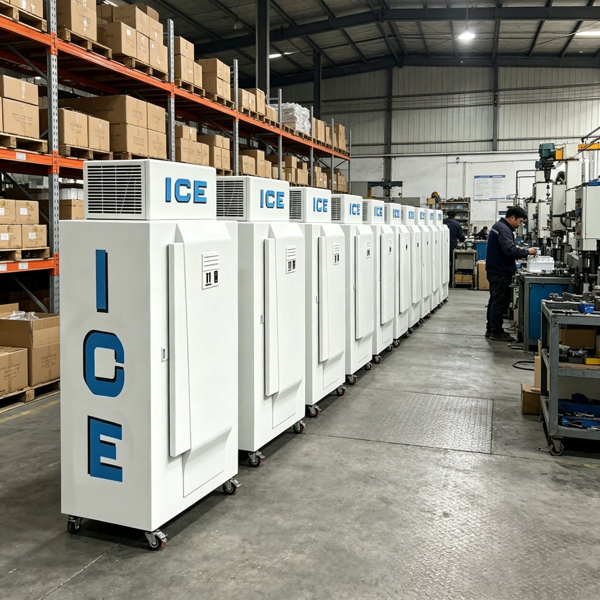 L-Large Capacity Upright Ice Storage Freezer Commercial Ice Merchandiser With Custom Sticker Available