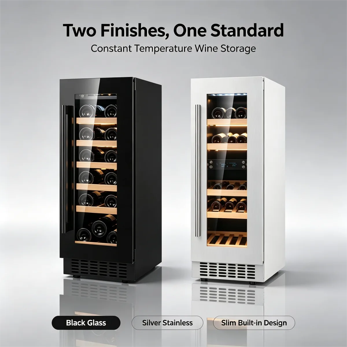 C-58L Vertical Built-in Wine Refrigerator Single Zone Constant Temp Wine Cooler