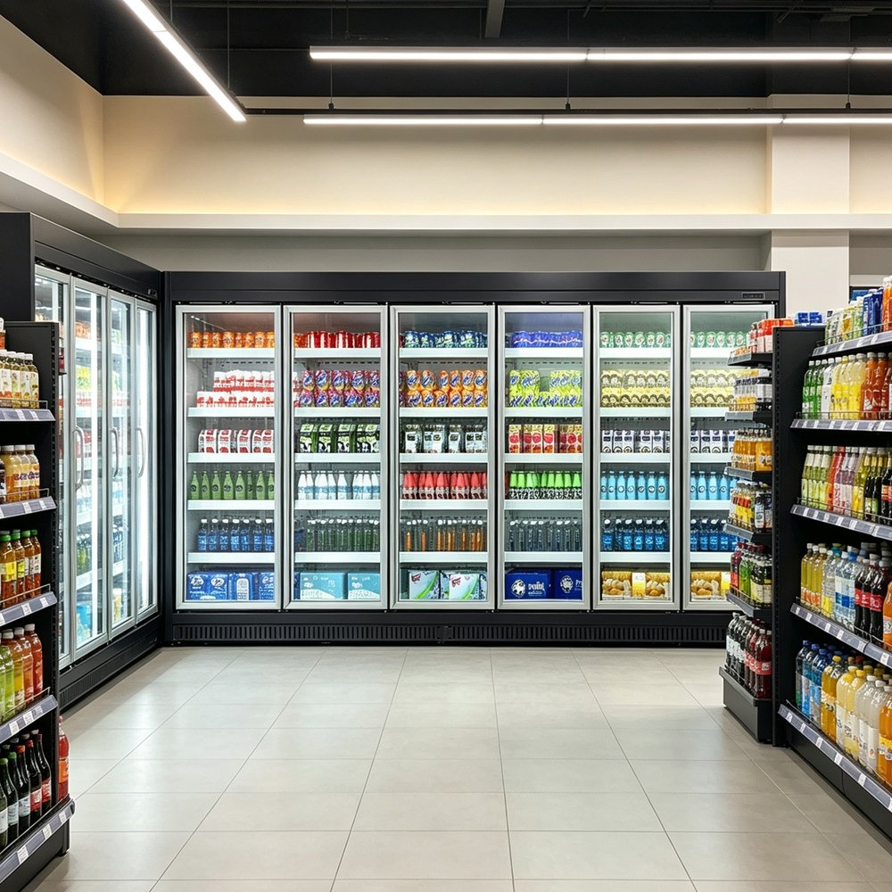 Low Power Consumption Commercial Freezer LED Interior Light Multi-door Frozen Display Case for Large Chain Retail