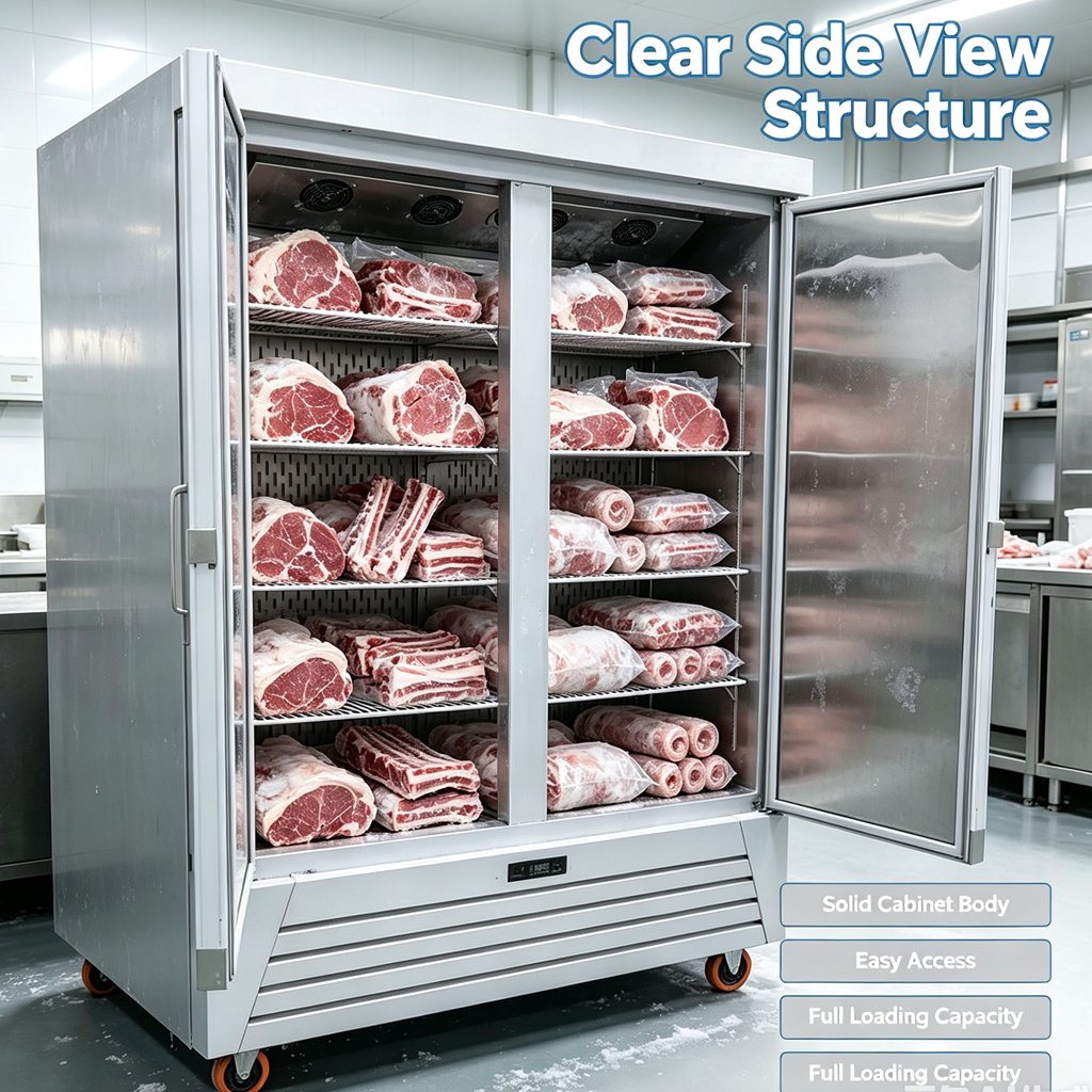 Digital Control Double Door Commercial Refrigerator Forced Air Cooling Freezer