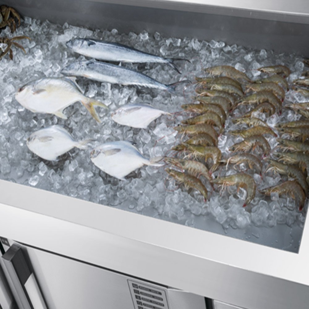 Good Quality Long Service Time Display Counter Top Freezer Precise Temperature Control Fish Freezer Display Counter