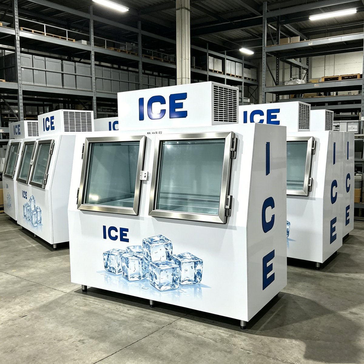 L-Commercial Ice Keep Freezer Horizontal Ice Storage Refrigerator for Storing Cube Ice Packed Ice in Gas Station