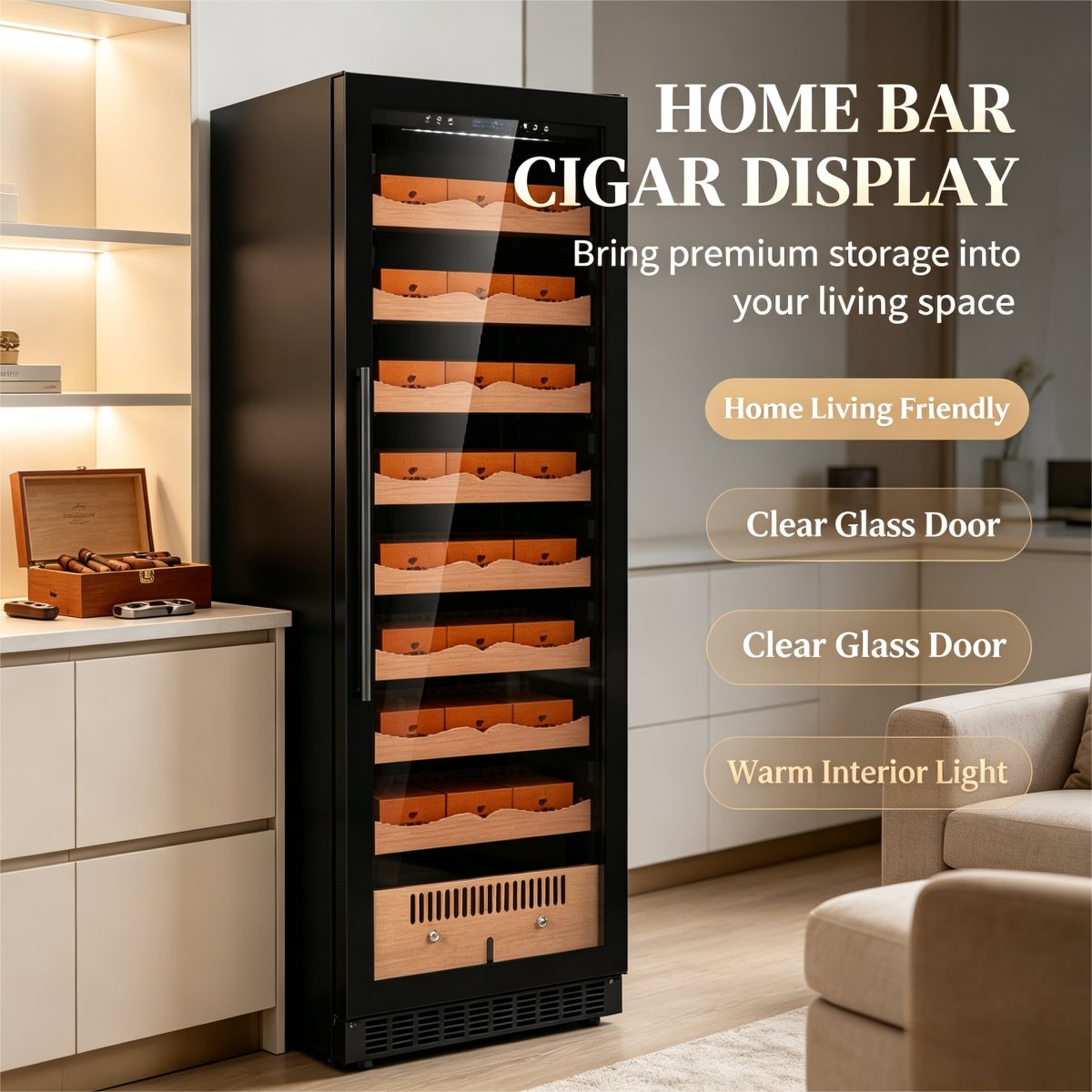 C-Built-in Freestanding Dual Use Compressor Cigar Cabinet 375L For Cigar Aging Collection