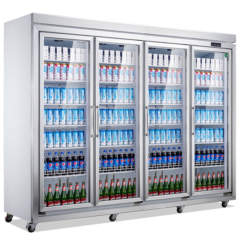 Commercial Stainless Steel Glass Door Beer Fridge Drink Cooler Outdoor Refrigerator