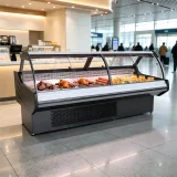 Curved Glass Floor Standing Deli Display Case Commercial Fresh Meat Refrigerated Showcase for Supermarket Butcher Shop