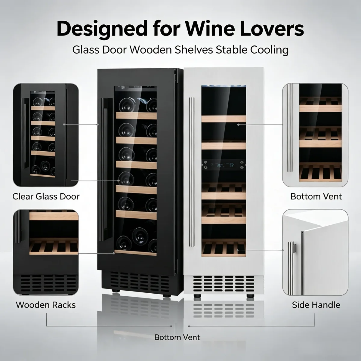 C-85L Built-in Vertical Wine Refrigerator 5-20℃ Constant Temp Cooler