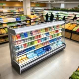 Energy Saving Open Air Display Fridge Vertical Air Curtain Drink Cooler for Supermarket Juice Soda Display