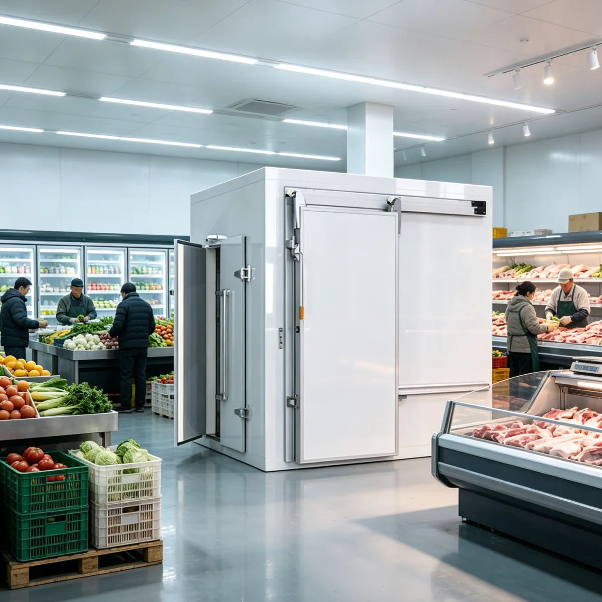 Commercial Walk-in Cooler Rear Access Back Stock Cold Room for Supermarket Fresh Produce Beverage