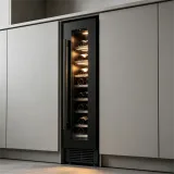 C-22L Narrow Vertical Built in Wine Refrigerator Constant Temp Glass Door Wine Cooler for Home Kitchen
