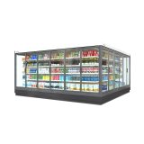 L Corner Combined Sliding Glass Door Drink Display Chiller Air Circulation Cooling for Grocery Fresh Food Hall