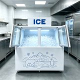 C-Easy to Clean Embossed Aluminum Liner Double Door Ice Storage Freezer for Cold Drink Shop