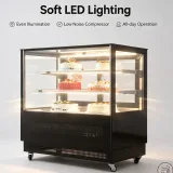 Commercial Glass Cake Display Refrigerator Back Door Access Dessert Chiller Showcase