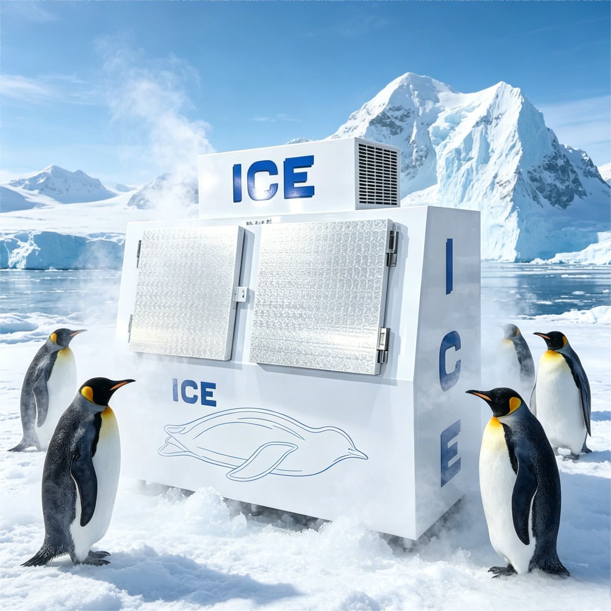 C-Energy Saving Double Door Ice Storage Freezer with Fast Uniform Cooling for Seafood Market