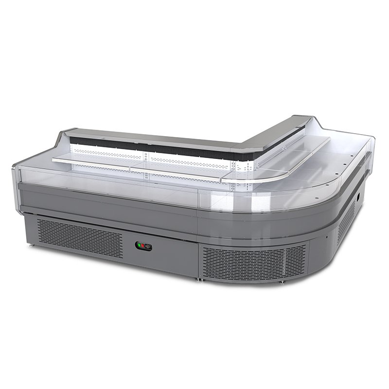Freestanding Corner Meat Display Case R290 Eco Refrigerant Refrigerated Counter for Food Retail Shop