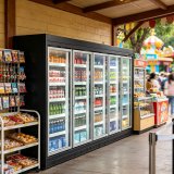 Integrated Condenser Unit Commercial Freezer Bright Lighting Multi-door Frozen Display Case for Supermarket Frozen Section