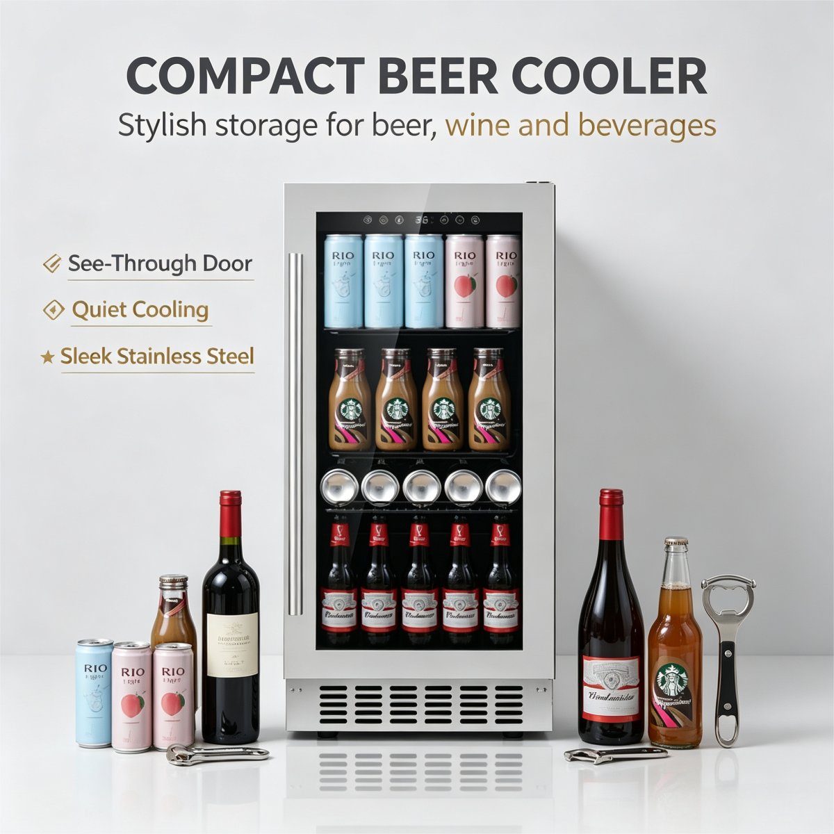 C-Household Bar Use Mini Drink Fridge 85L Vertical Beer Display Refrigerator