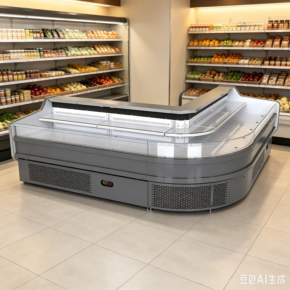 Commercial L-Shaped Refrigerated Counter Uniform Cooling Open Meat Display Case for Grocery Store