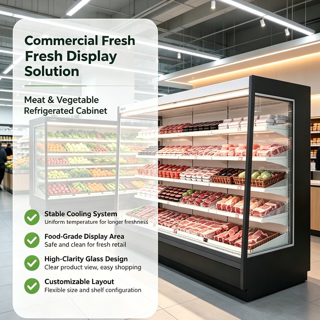 Commercial Vegetable Fruit Open Display Chiller Produce Refrigerated Showcase for Supermarket Grocery Store