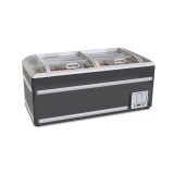 Modular Combined Island Freezer Supermarket Commercial Curved Glass Display Freezer